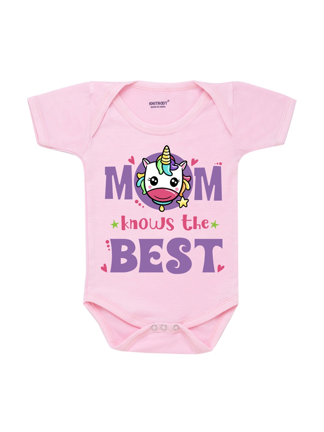 

KNITROOT Infants Kids Pink & Purple Mom Knows Best Printed Bodysuit
