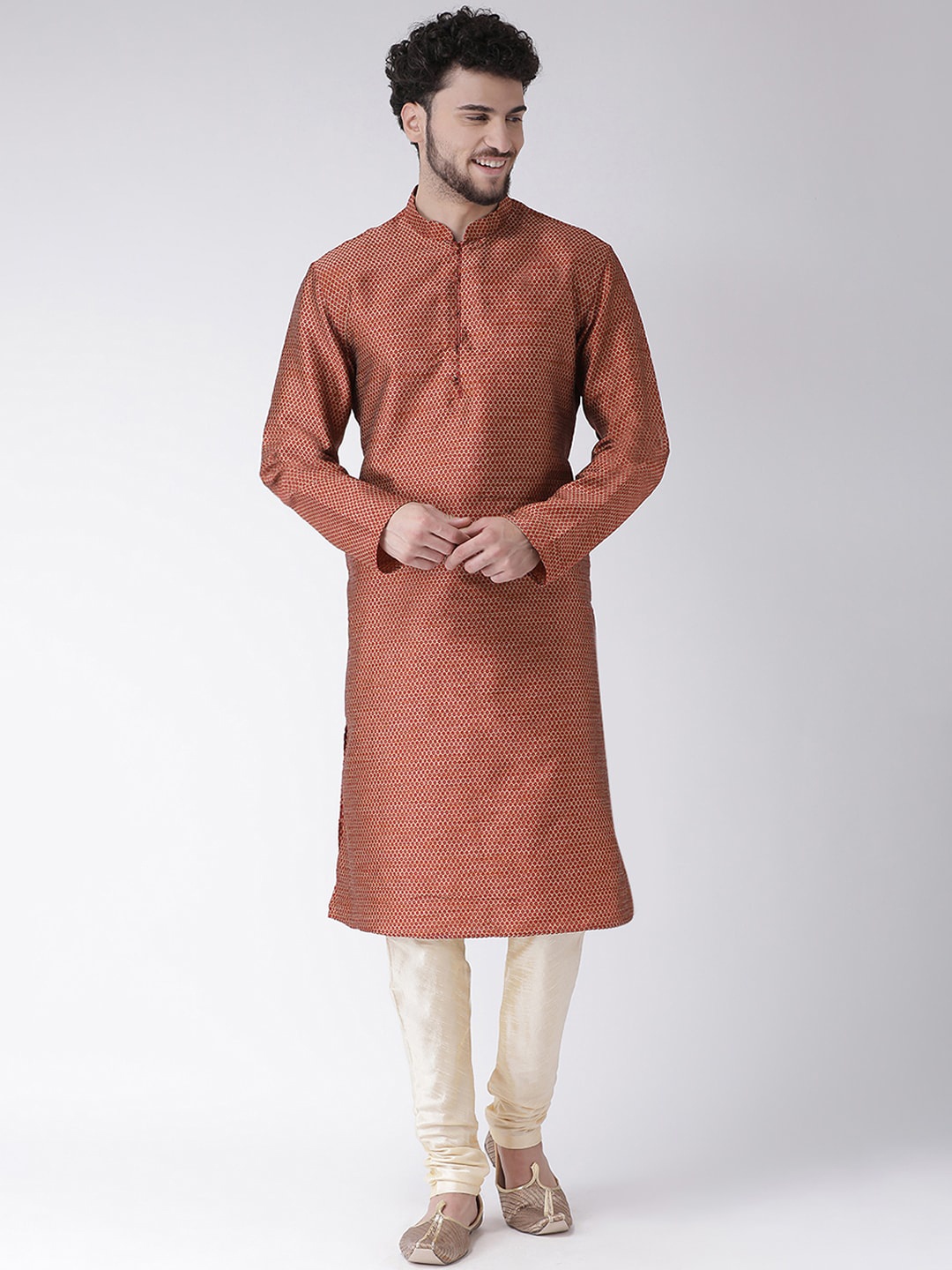 

TABARD Men Jacquard Printed Kurta, Red