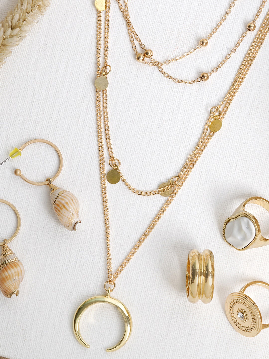 

JOKER & WITCH Gold-Toned & White Stone Jewellery Set