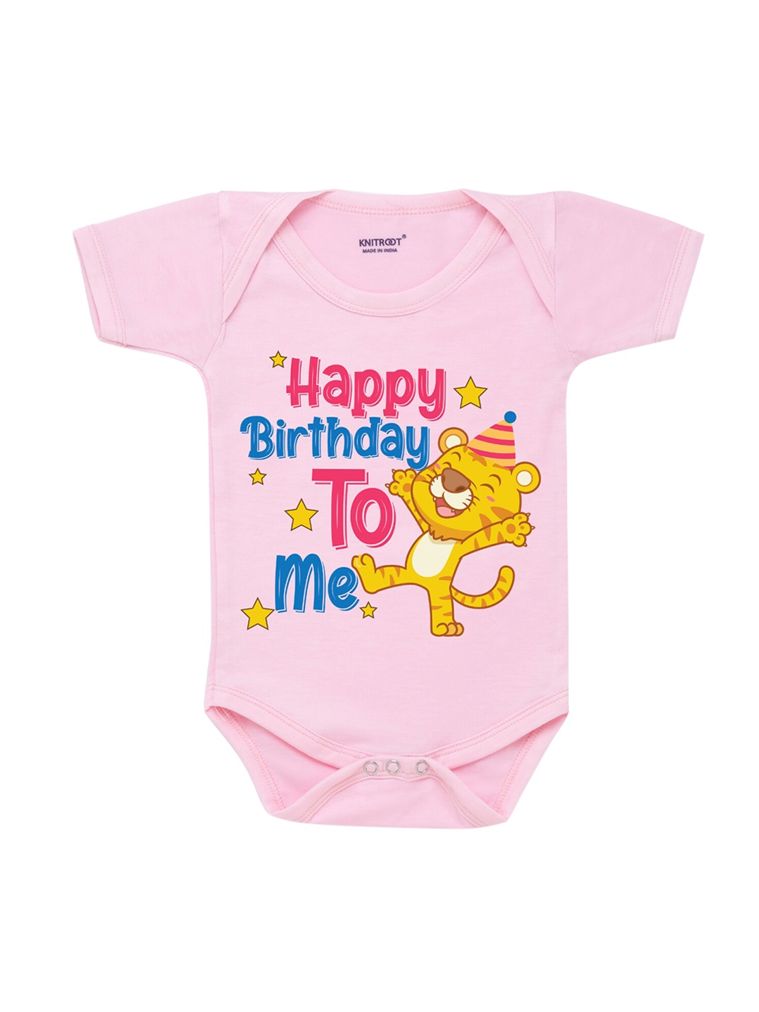 

KNITROOT Infant Kids Pink & Yellow Printed Bodysuit