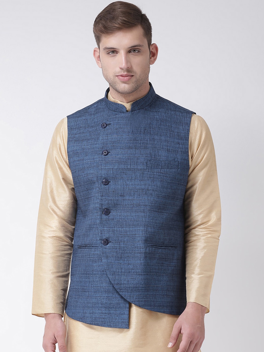 TABARD Men Blue Solid Nehru Jacket