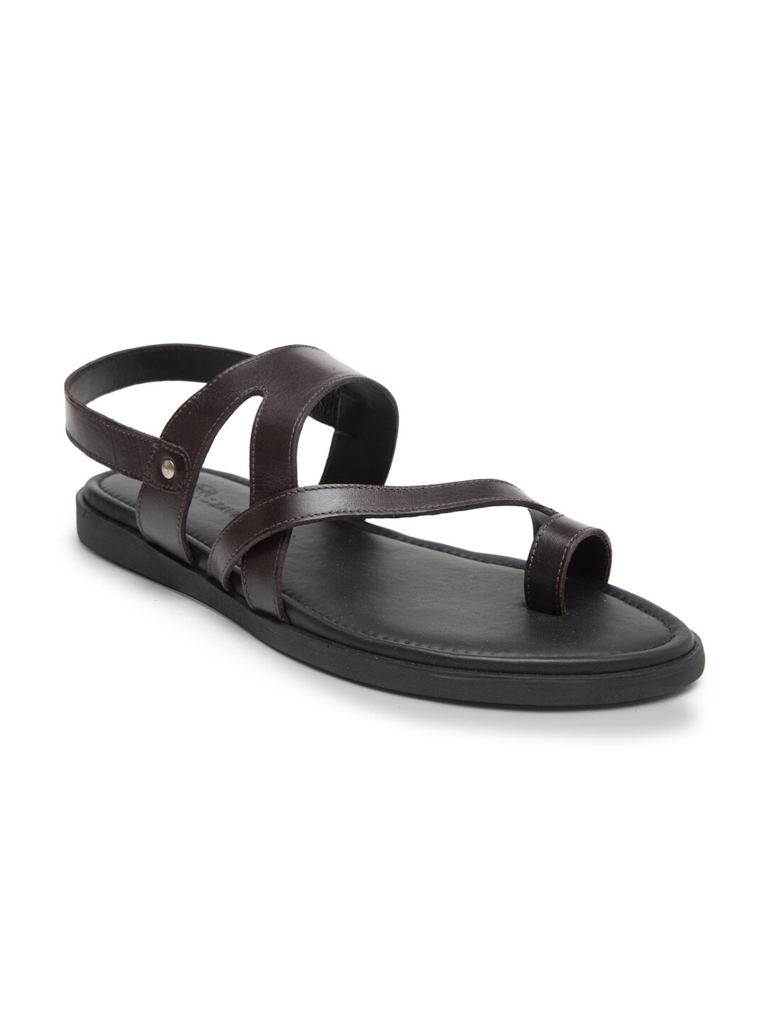 

BEAVER Men Brown & Black Leather Comfort Sandals