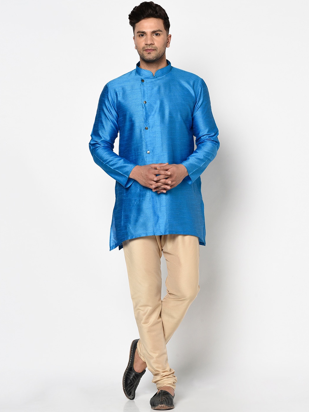 

TABARD Men Blue Jacquard Self-Design Kurta with Churidar