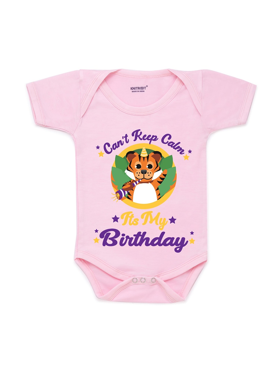 

KNITROOT Infants Pink Graphic Printed Bodysuit
