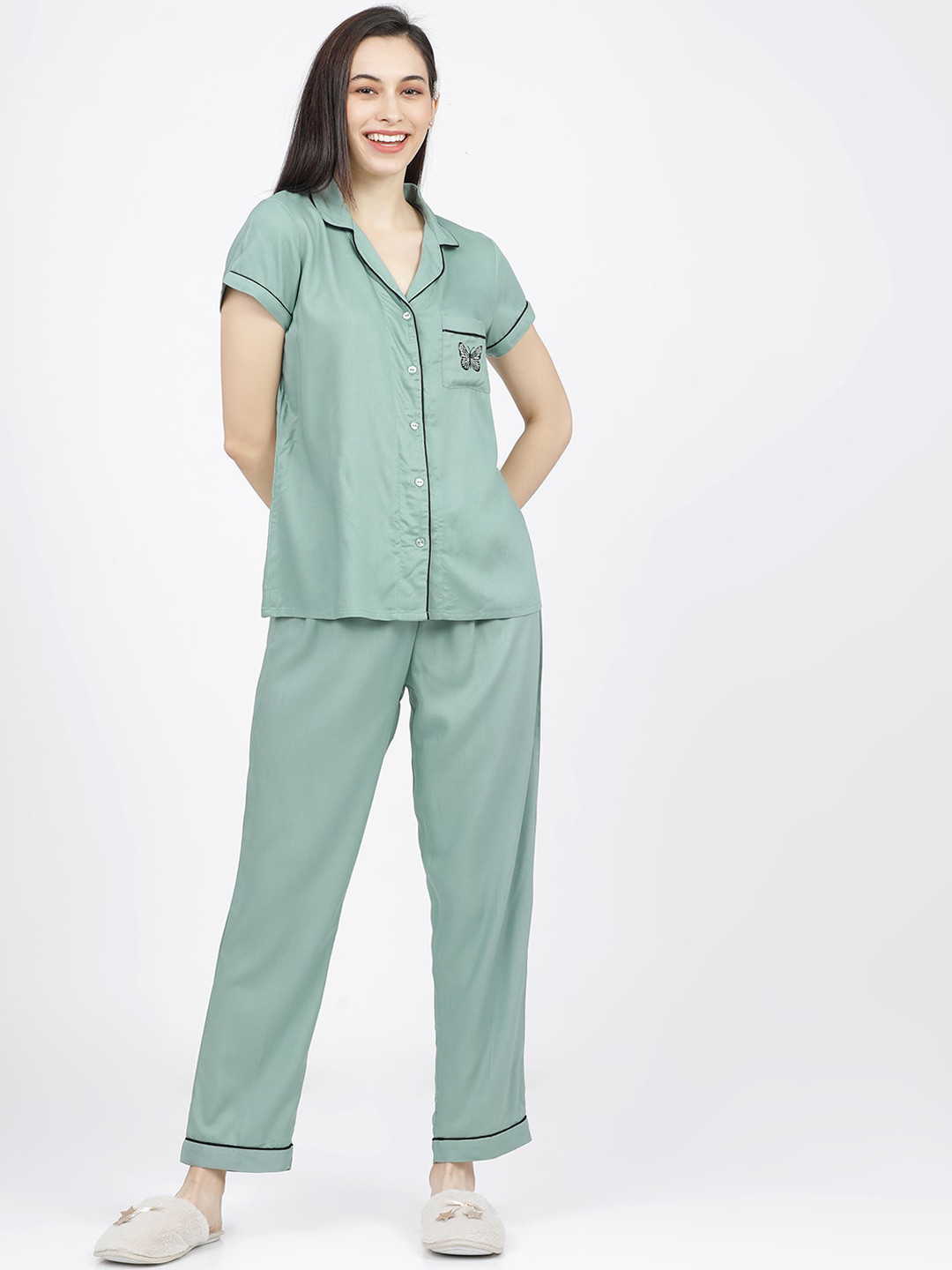

Tokyo Talkies Women Teal Night suit