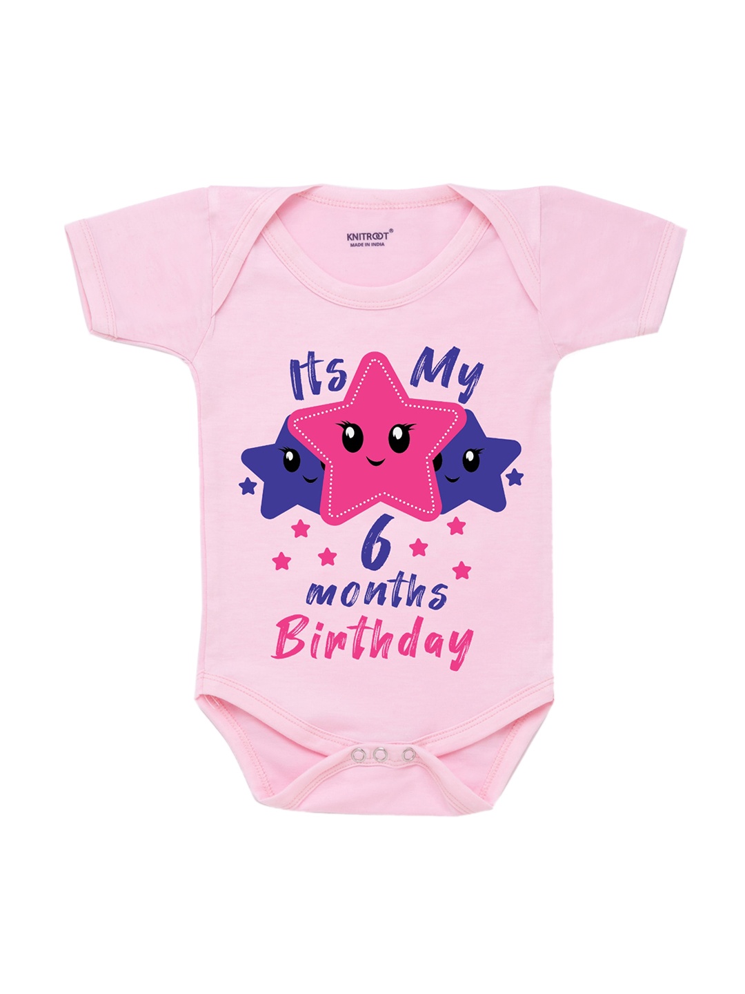 

KNITROOT Infants Pink Graphic Printed Bodysuit