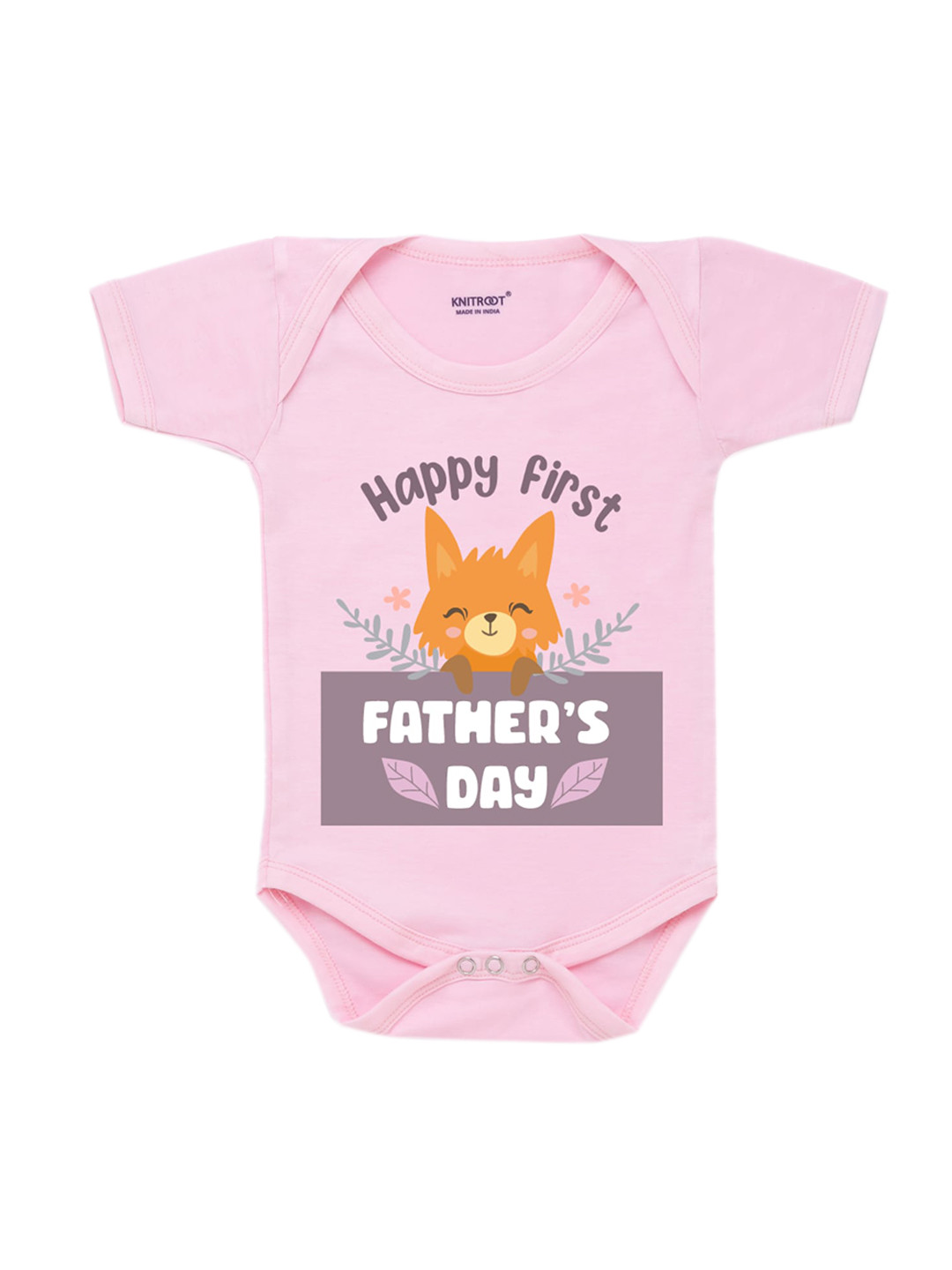 

KNITROOT Infant Kids Pink & Orange Printed Bodysuit