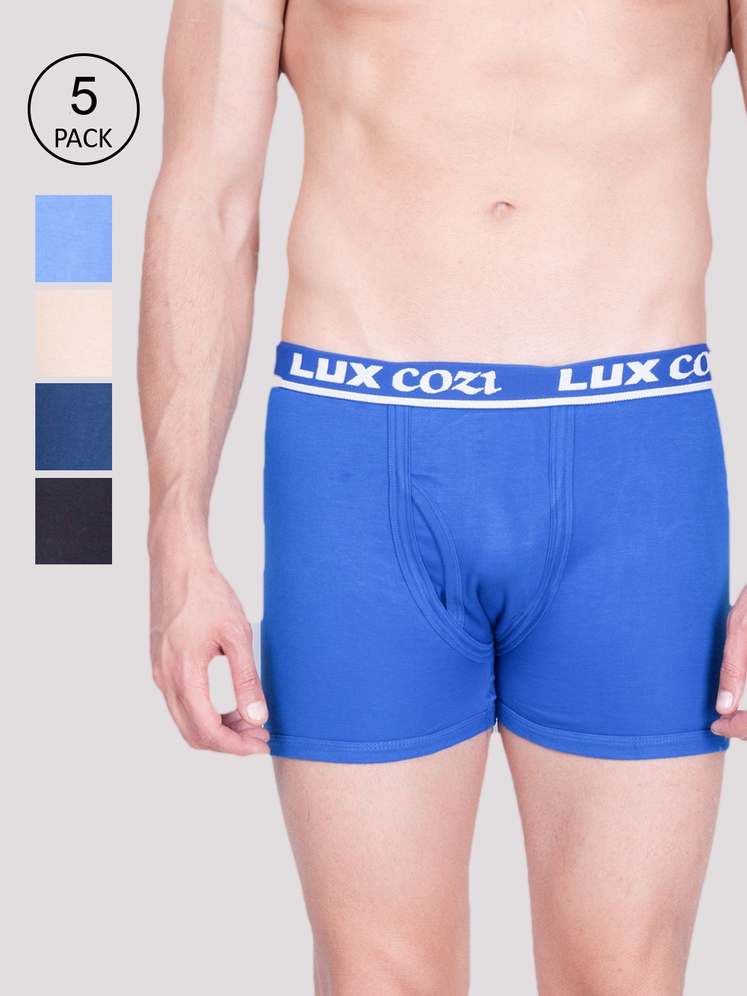 

Lux Cozi Pack of 5 Pure Cotton Long Trunks, Assorted