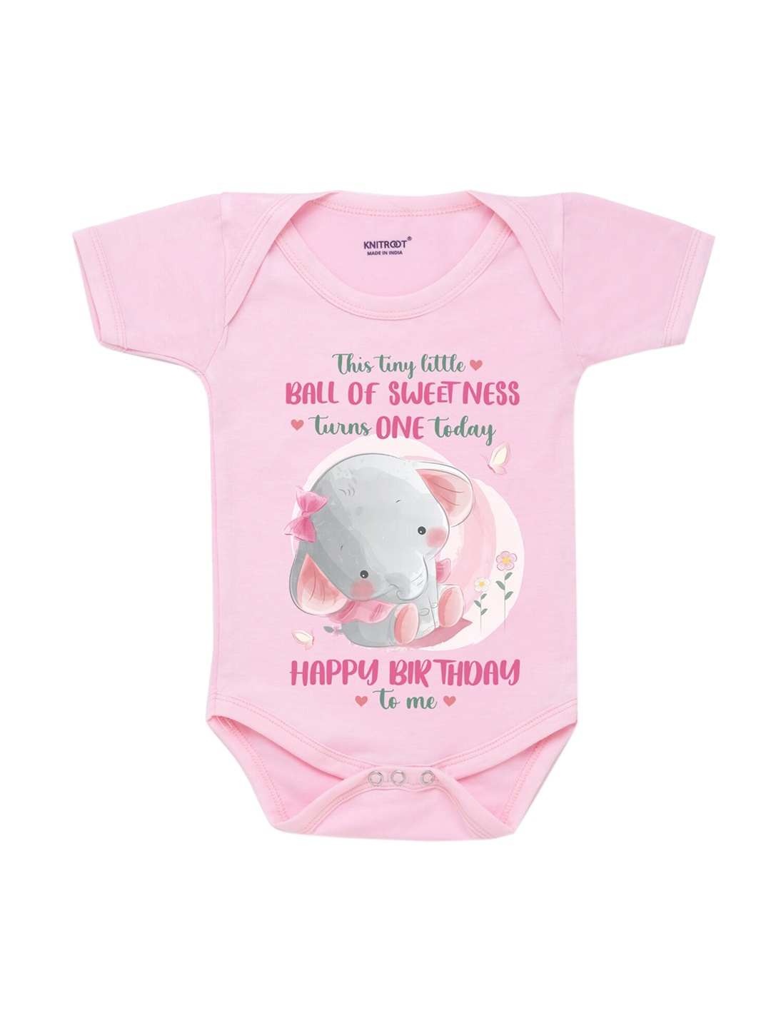 

KNITROOT Infants Pink Graphic Printed Bodysuit