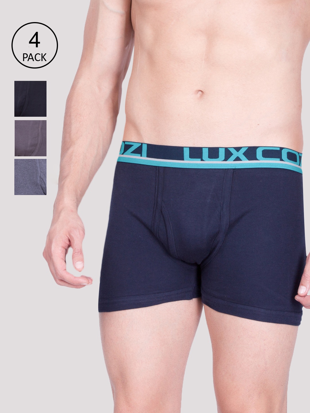 

Lux Cozi Men Pack Of 4 Assorted Pure Cotton Trunks-COZI_GLO_COL_DRAWER_4PC