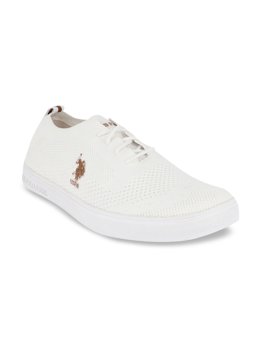 

U S Polo Assn Men White Woven Design Sneakers