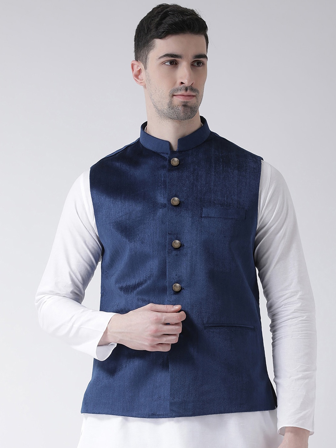 

TABARD Men Blue Solid Woven Nehru Jacket