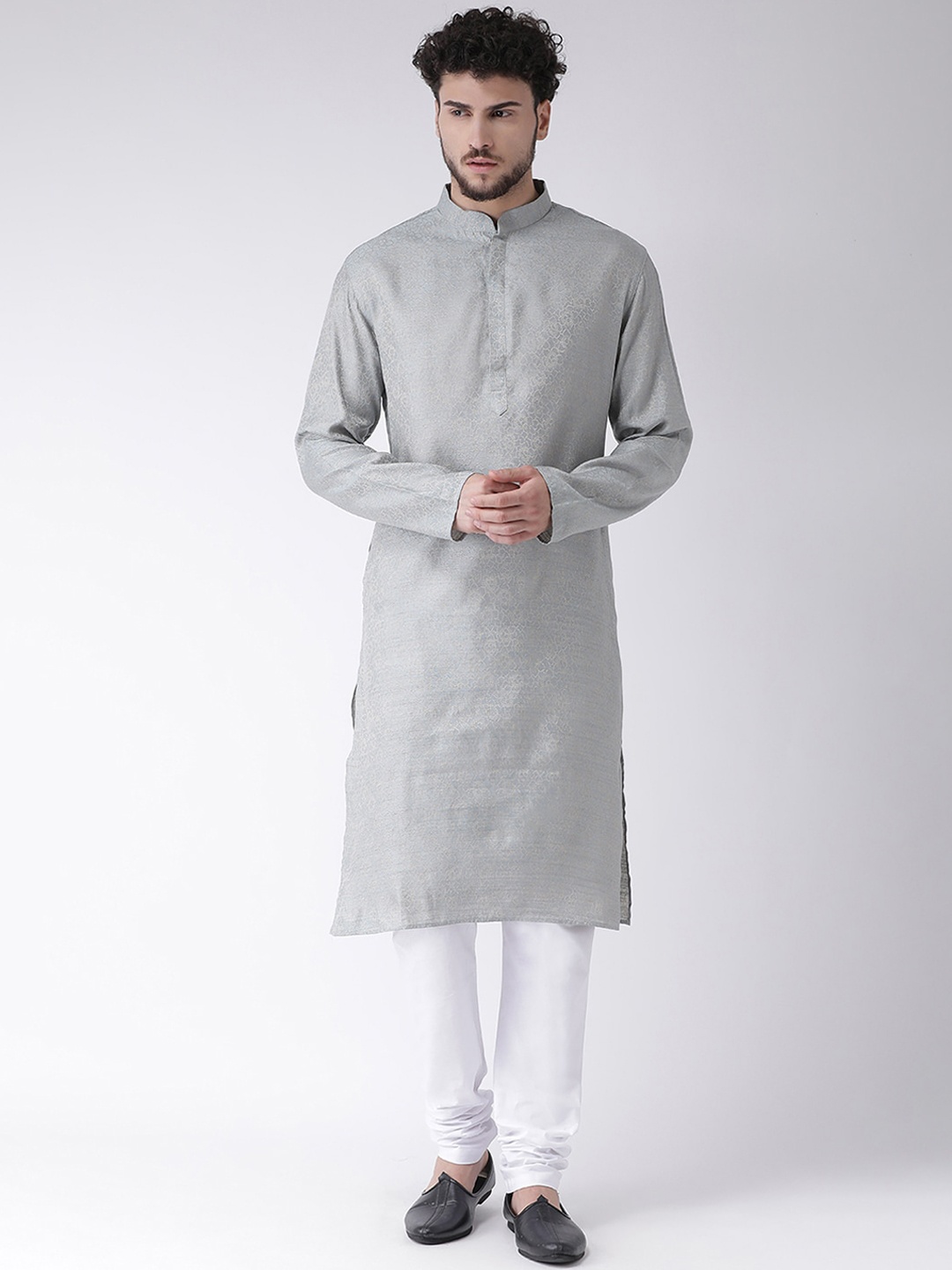 

TABARD Men Blue & Gold-Toned Silk Blend Printed Kurta