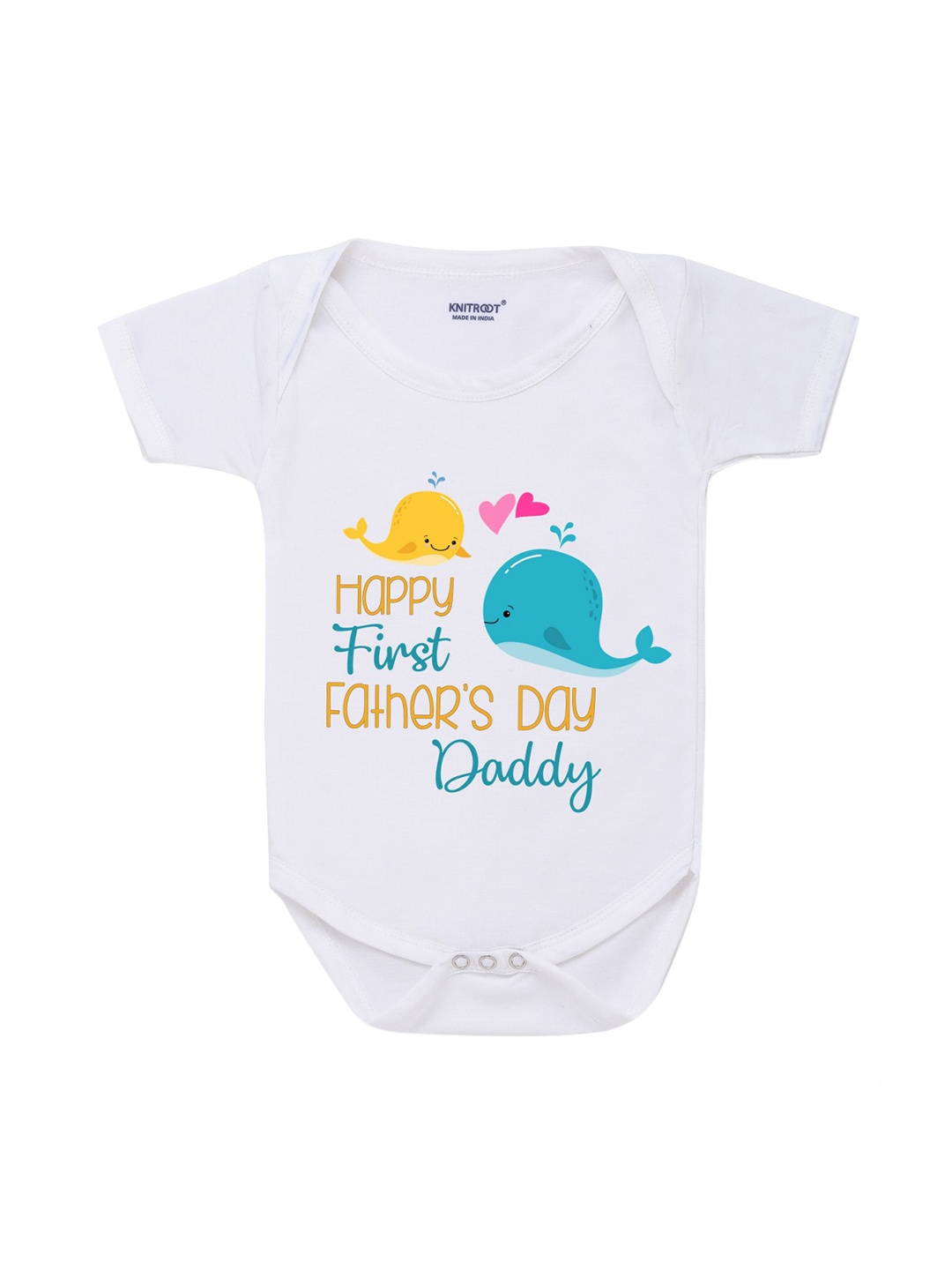KNITROOT Infant Kids White & Yellow Graphic Printed Bodysuit