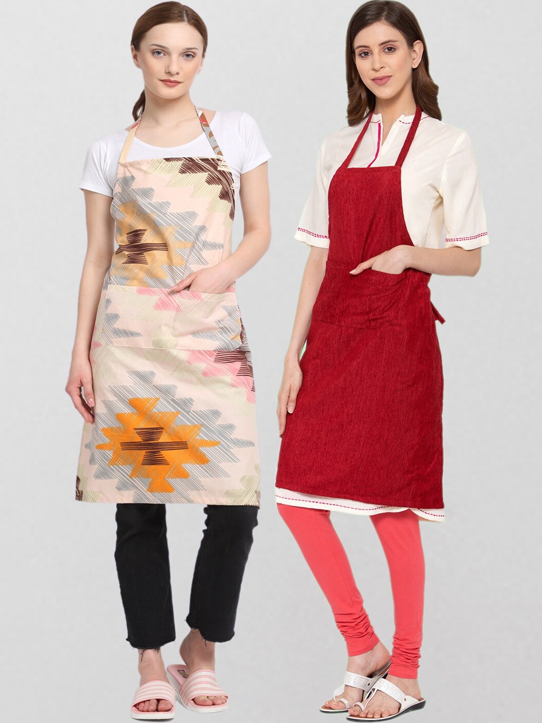 

KLOTTHE Unisex Pack Of 2 210 TC Cotton Aprons, Pink