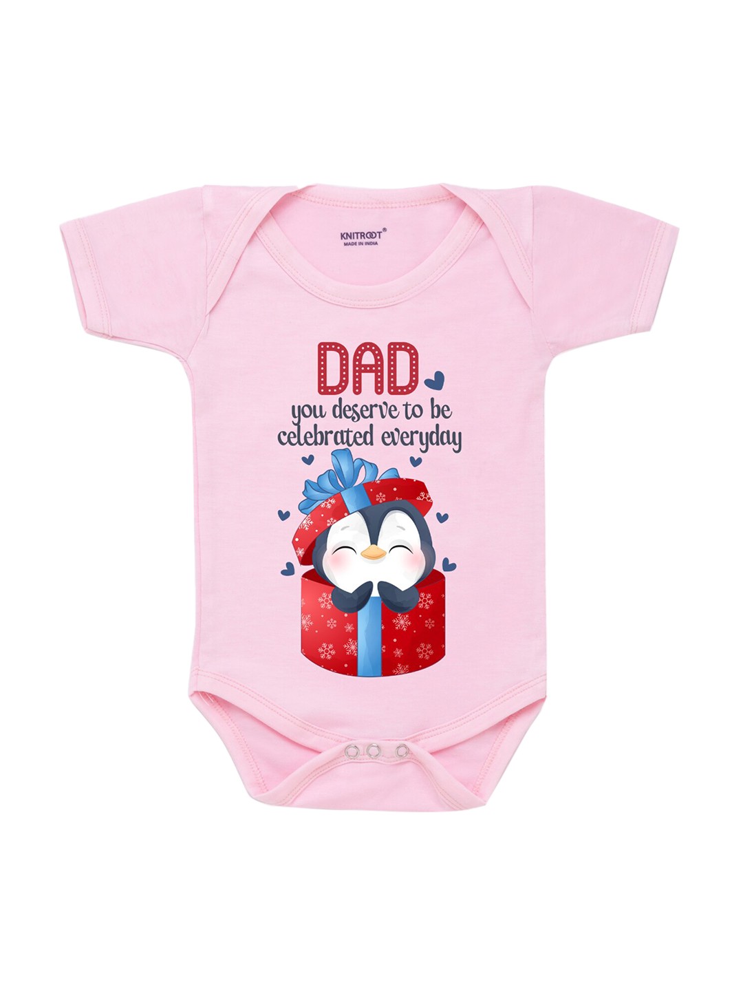 

KNITROOT Infant Baby Cotton Pink & Red Front Printed Bodysuit