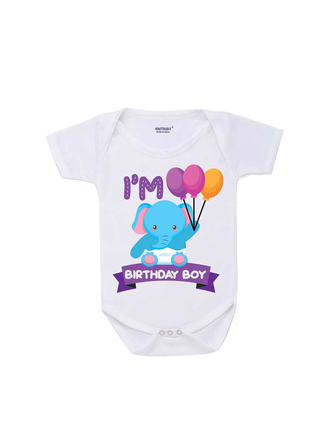 

KNITROOT Infant Kids White & Blue Printed Bodysuit