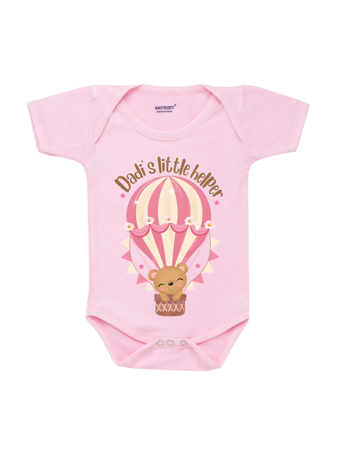 

KNITROOT Infant Kids Pink & Yellow Printed Bodysuit