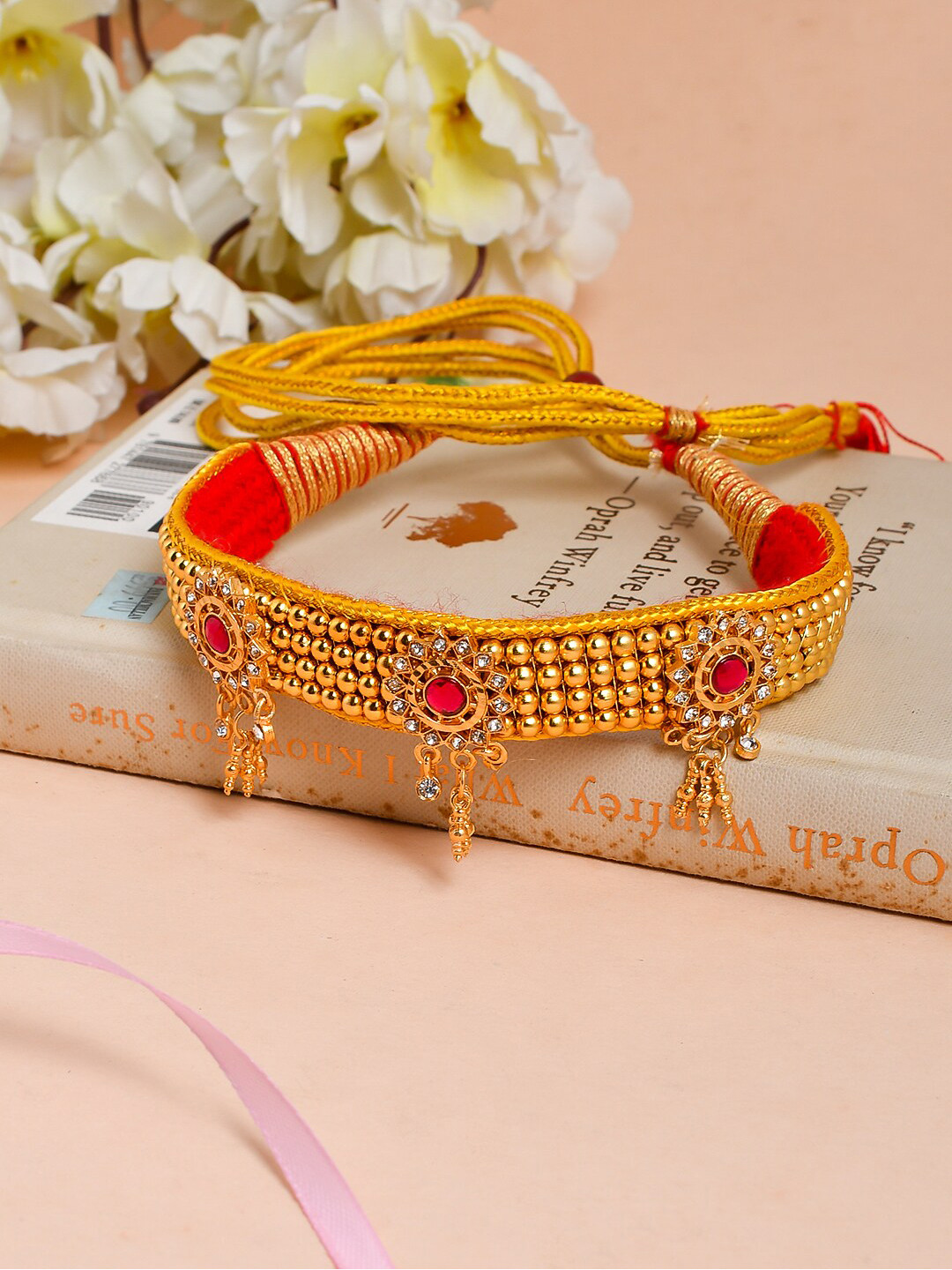 

Silvermerc Designs Gold & Pink Brass Gold-Plated Choker Necklace