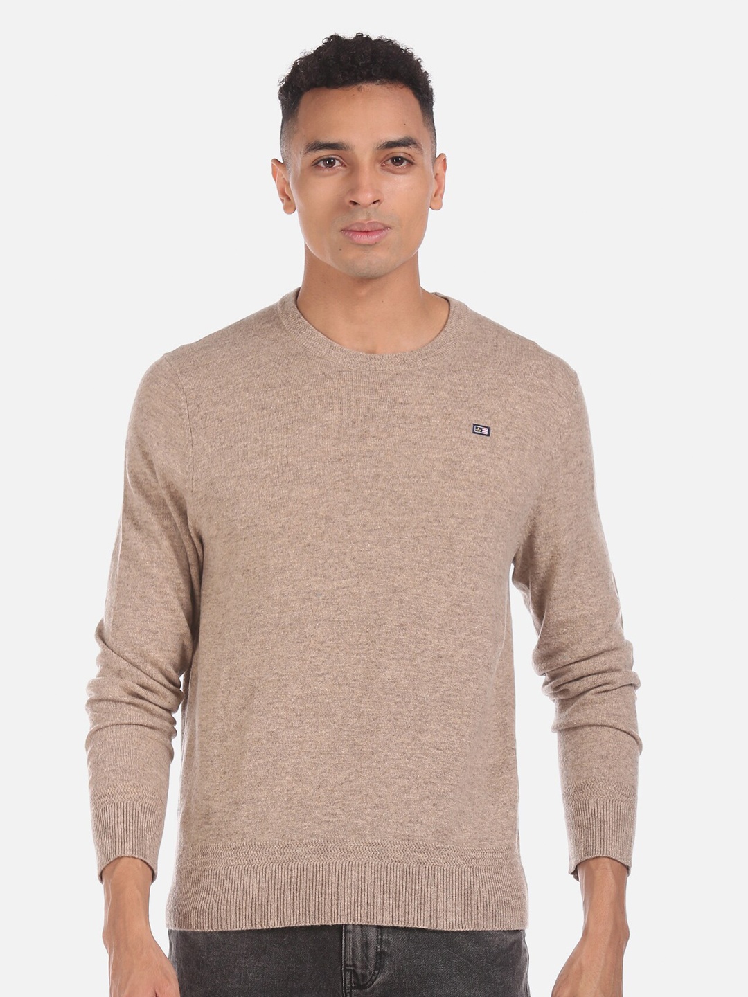 

Arrow Sport Men Beige Woolen Pullover