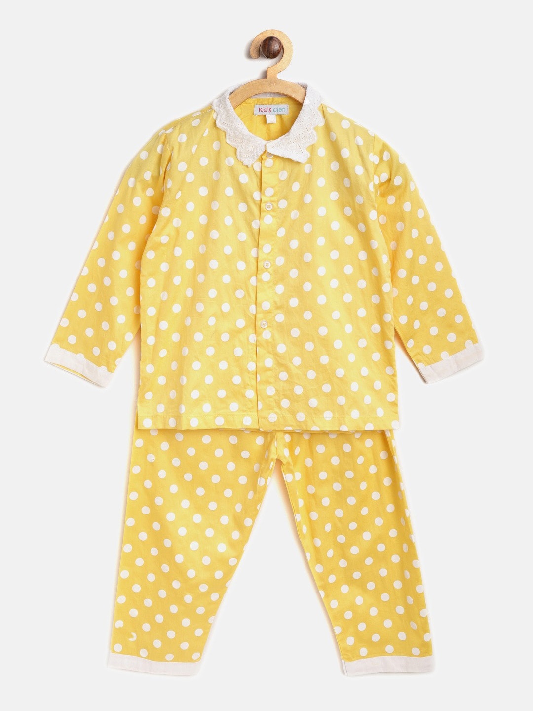 

YK Unisex Kids Yellow & White Printed Night Suit