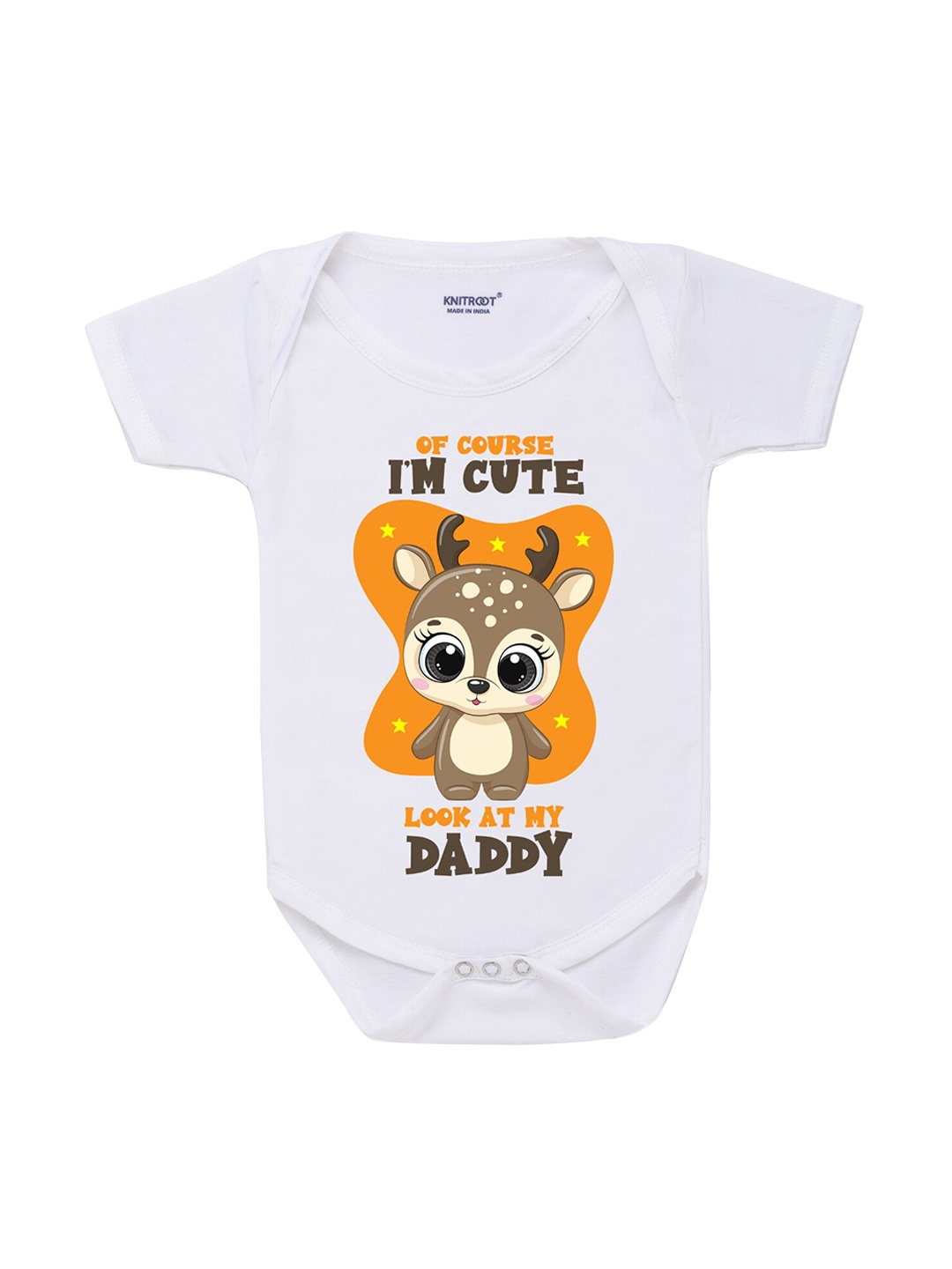 KNITROOT Infant Kids White Printed Bodysuit