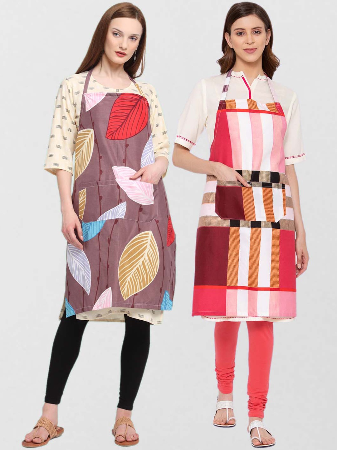 

KLOTTHE Unisex Pack Of 2 Printed 210 TC Cotton Aprons, Maroon