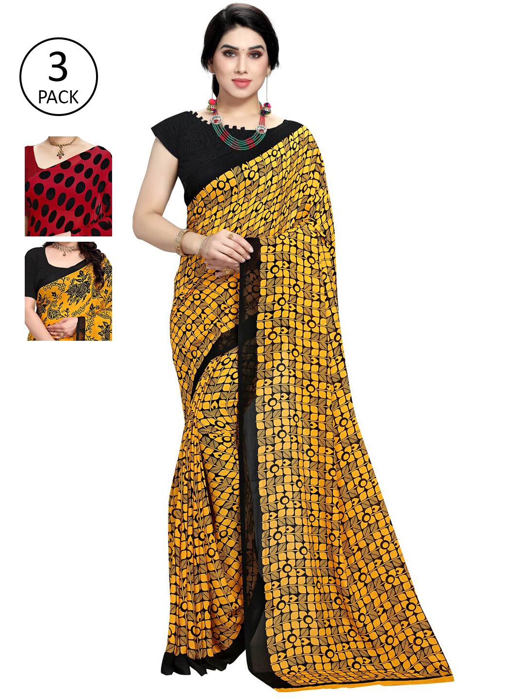 

KALINI Multi Set of 3 Floral Printed Saree