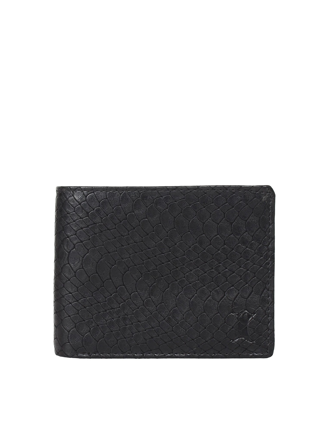 

Creature Men Black Textured PU Two Fold Wallet