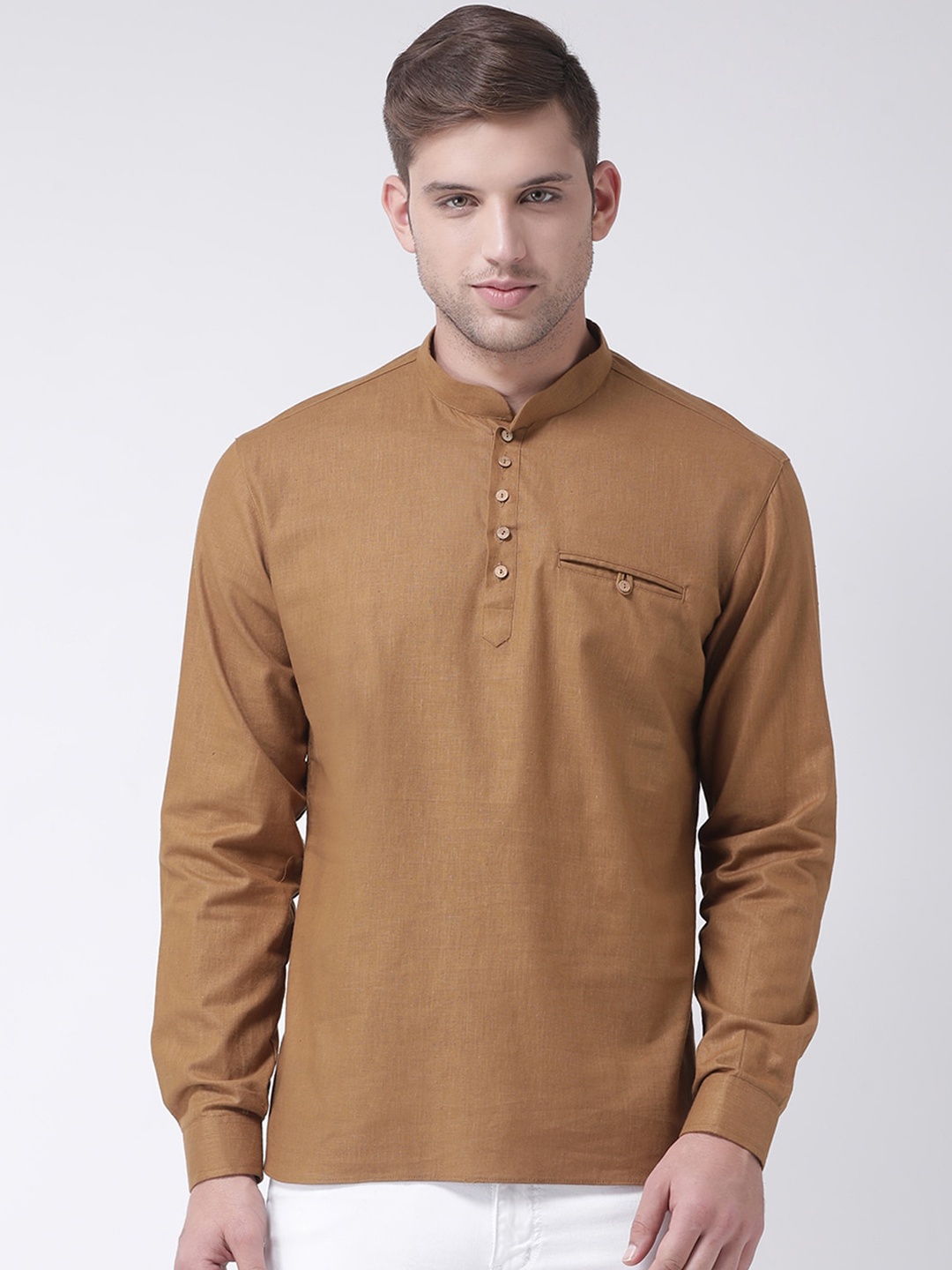 

TABARD Men Brown Solid Cotton Kurta