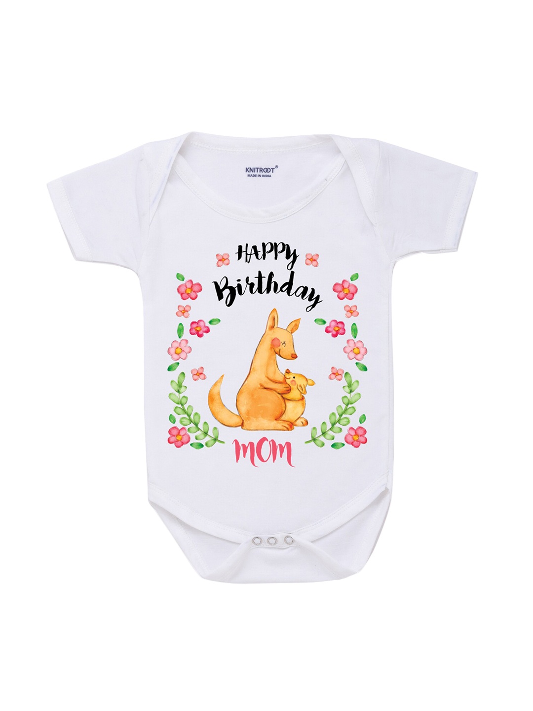 

KNITROOT Infants White Graphic Printed Bodysuit