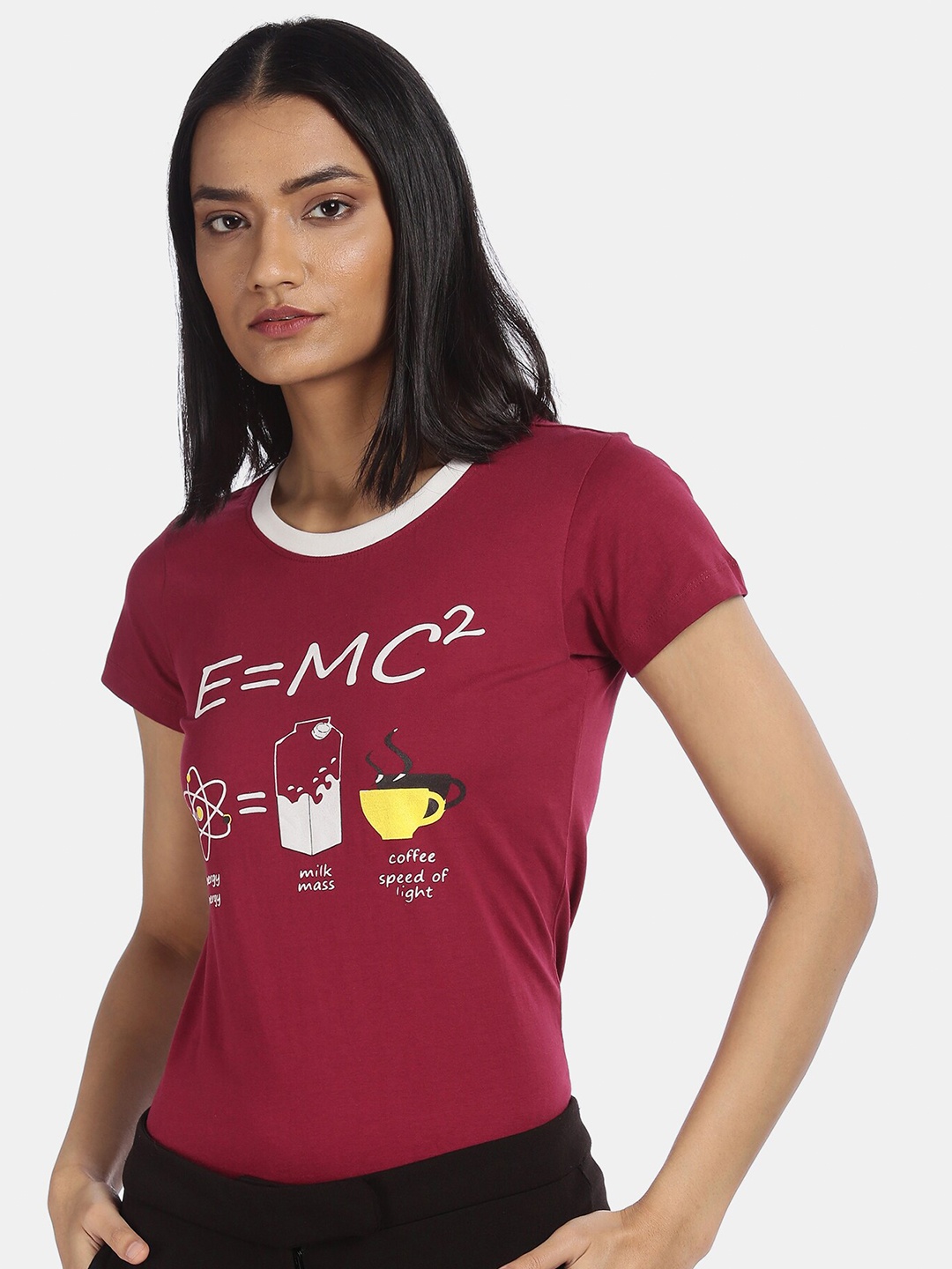 

Sugr Women Red Printed Cotton T-shirt