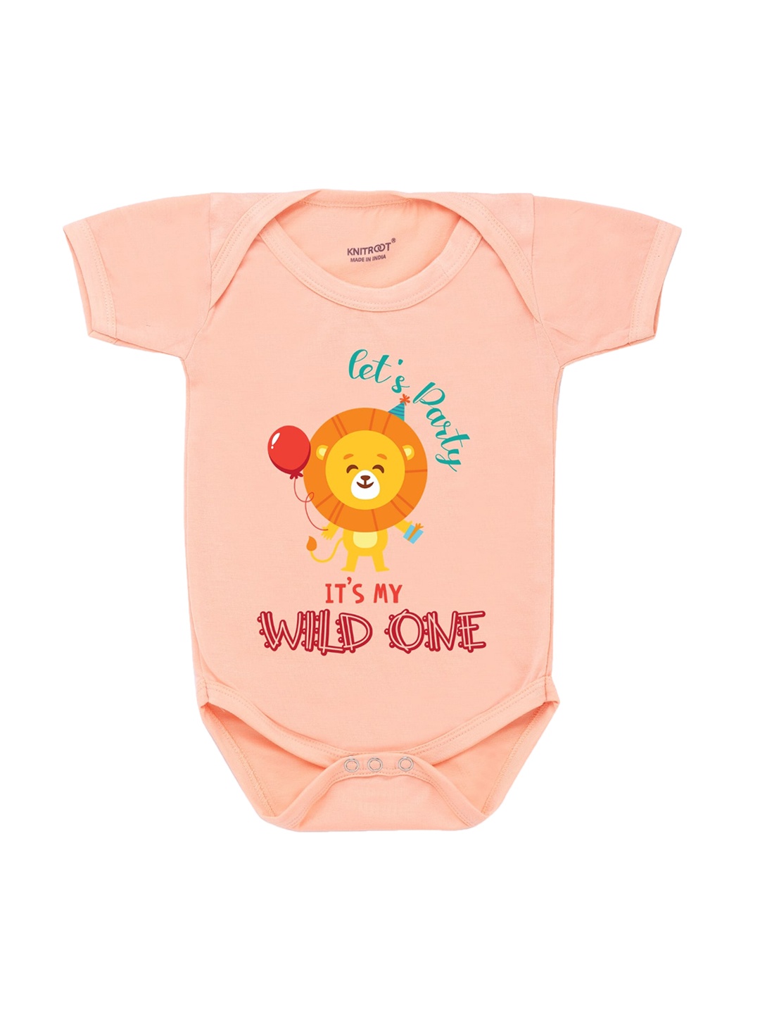

KNITROOT Infants Kids Peach-Colored Printed Bodysuit