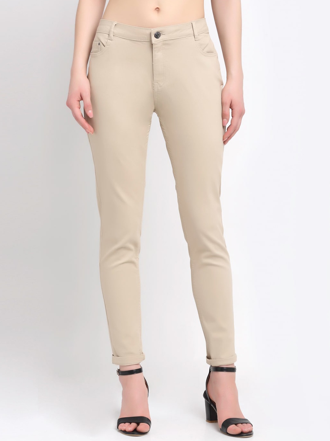 

GRIFFEL Women Beige Skinny Fit Jeans