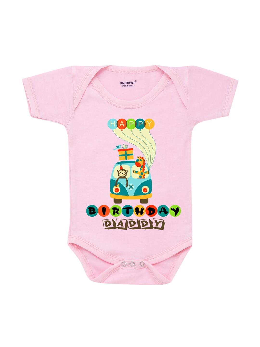

KNITROOT Infant Baby Cotton Pink Front Printed Bodysuit
