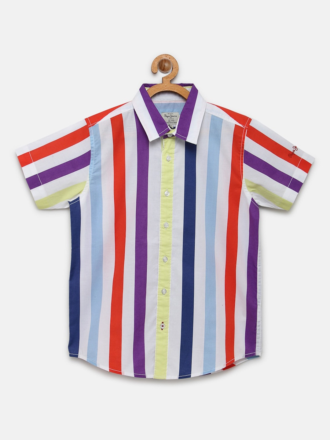 

Pepe Jeans Boys Multicoloured Striped Pure Cotton Casual Shirt, Multi