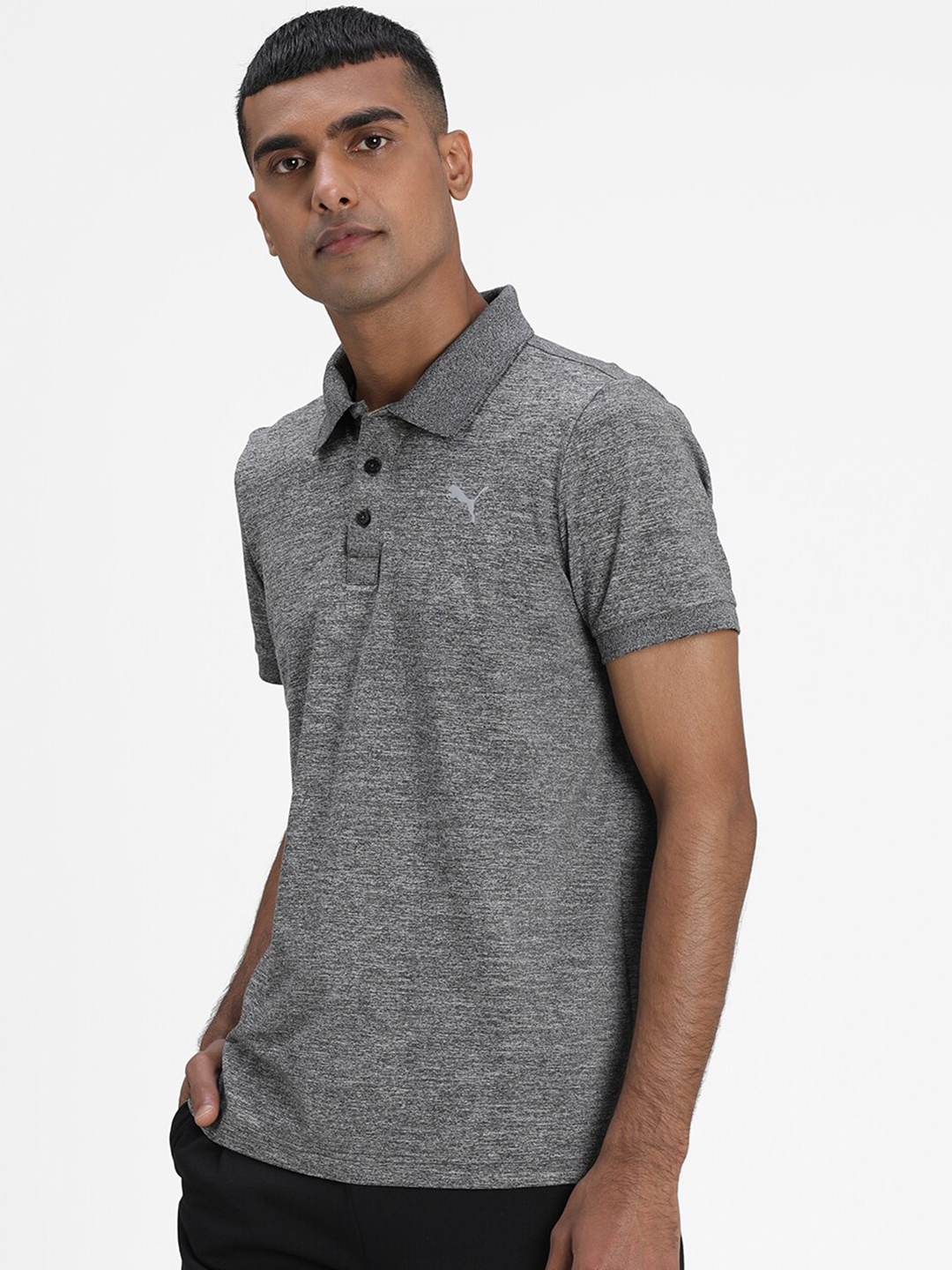 

Puma Slim Fit Active Poly Polo Collar T-shirt, Grey