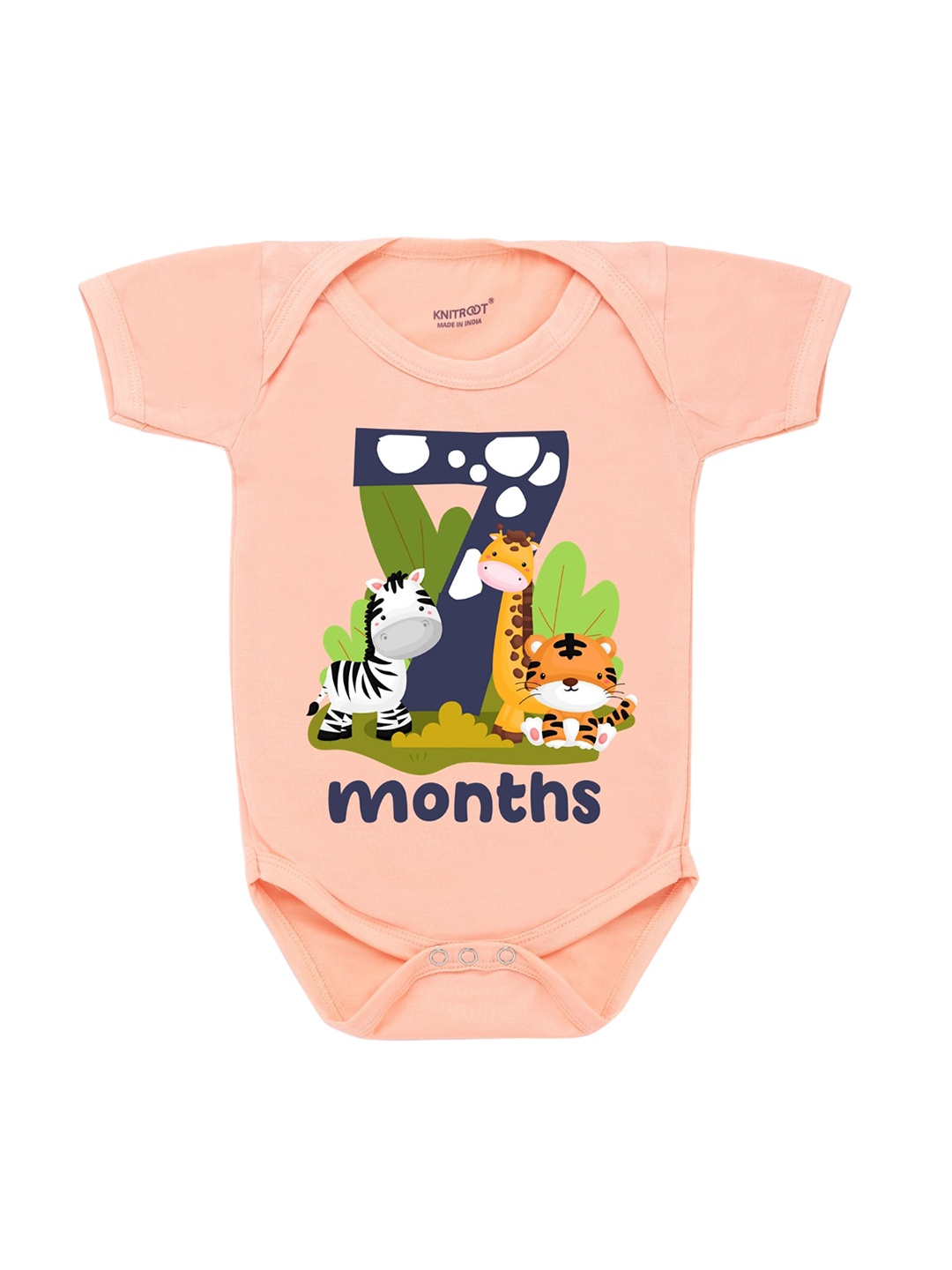 

KNITROOT Infants Peach-Coloured Graphic Printed Bodysuit