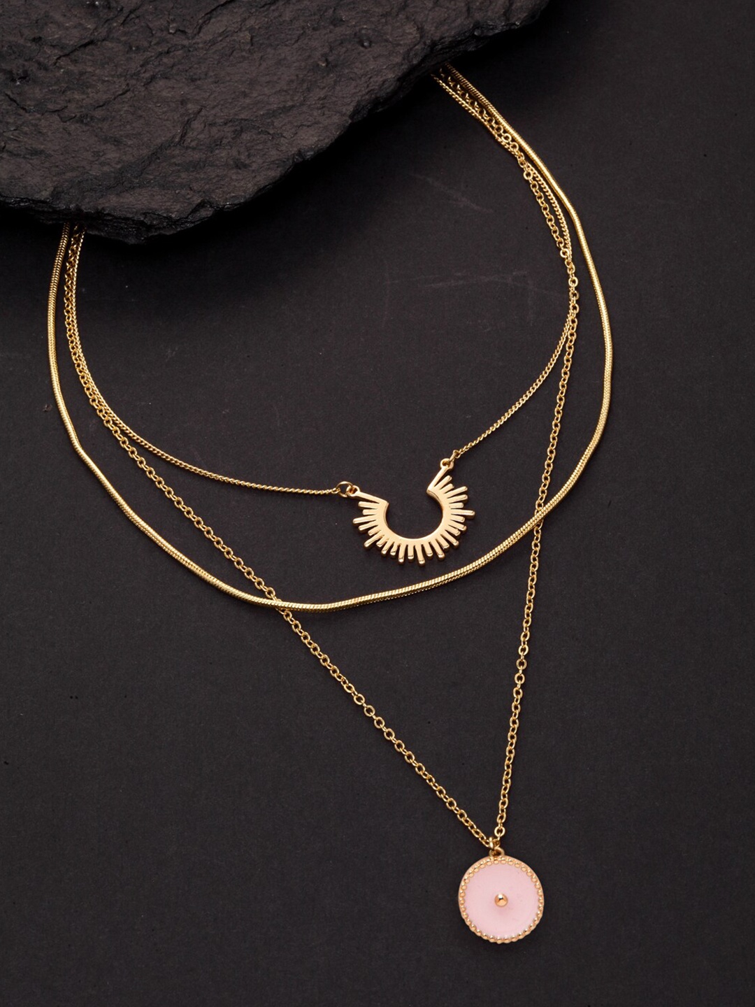 

VOGUE PANASH Gold & Pink Gold-Plated Layered Chain