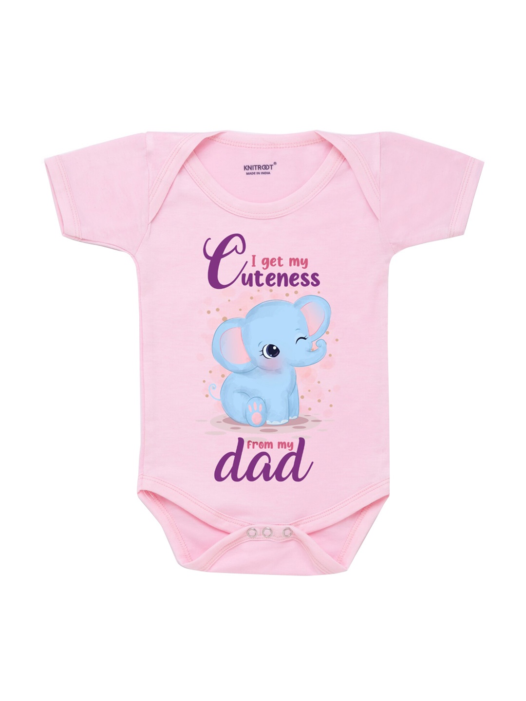 

KNITROOT Infant Kids Pink & Blue Printed Baby Bodysuit