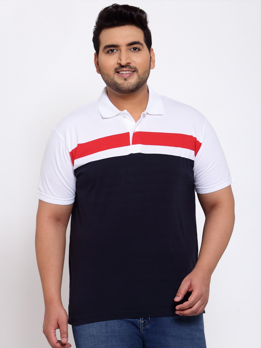 

plusS Men Multi Colourblocked Polo Collar T-shirt