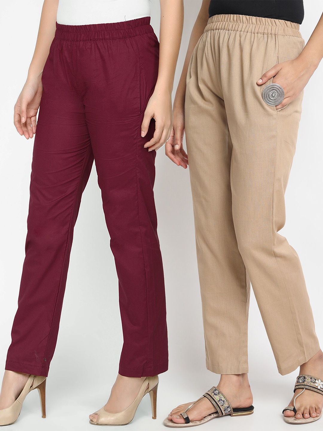 

Molcha Women Maroon & Beige 2 Palazzos