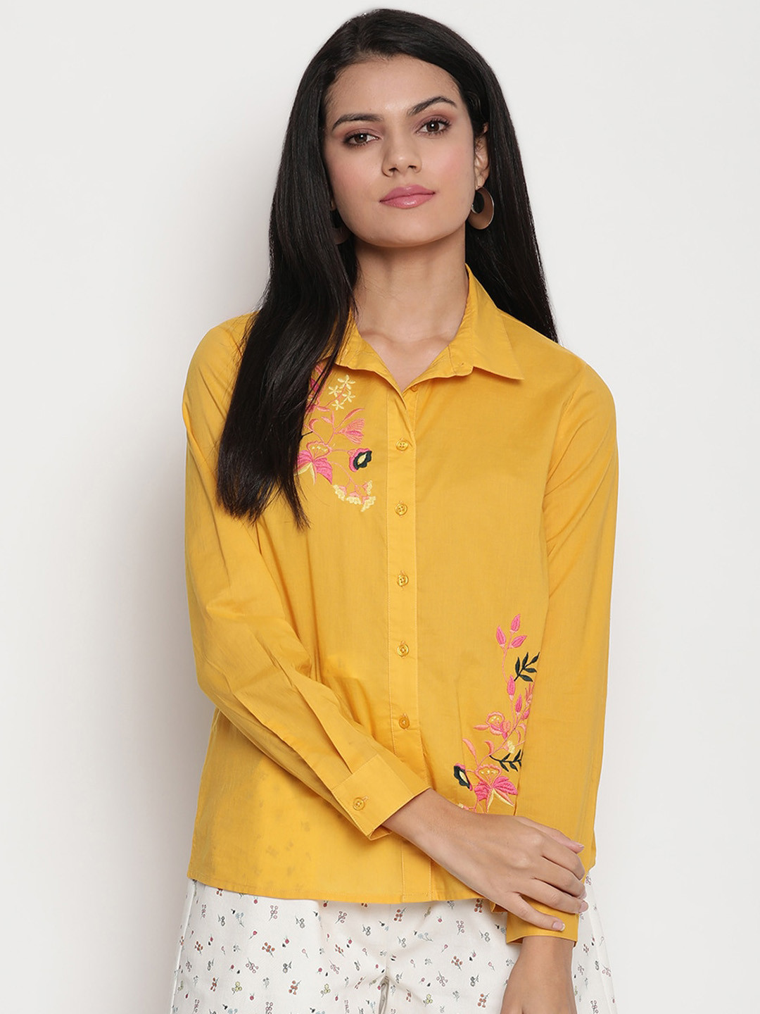 

HOUSE OF KKARMA Women Mustard Casual Shirt
