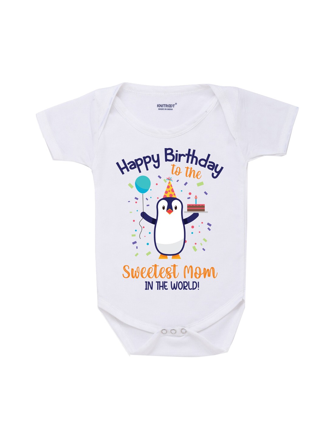 

KNITROOT Infant Kids White Graphic Printed Bodysuit