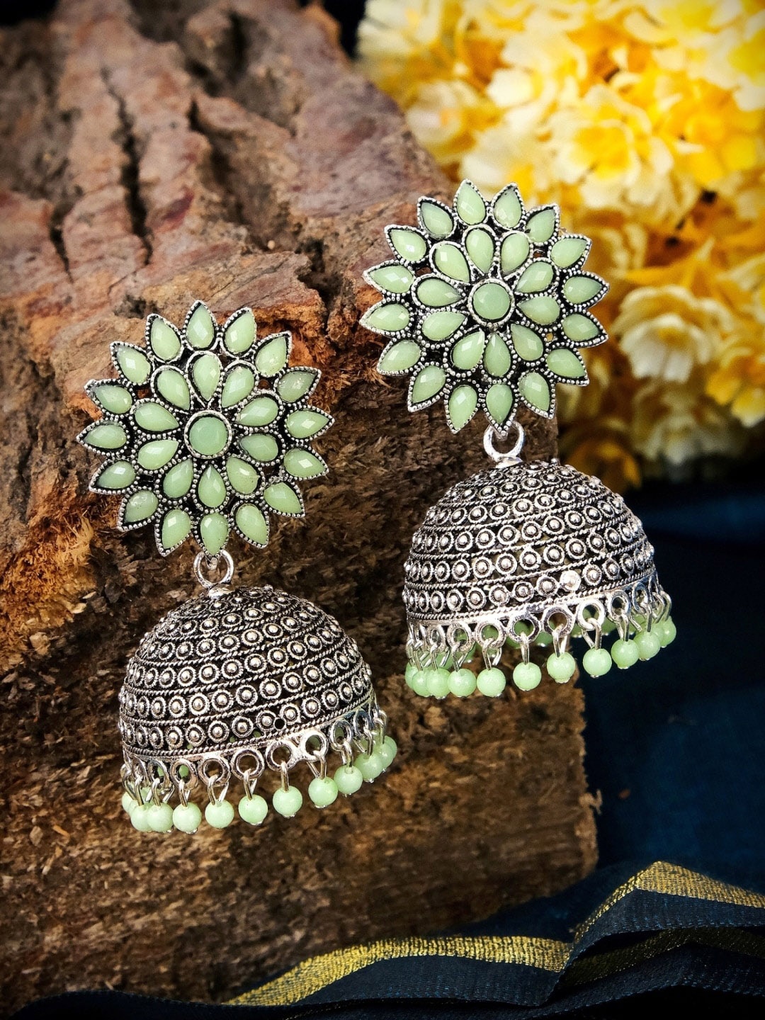 

Crunchy Fashion Silver Contemporary Jhumkas Earrings