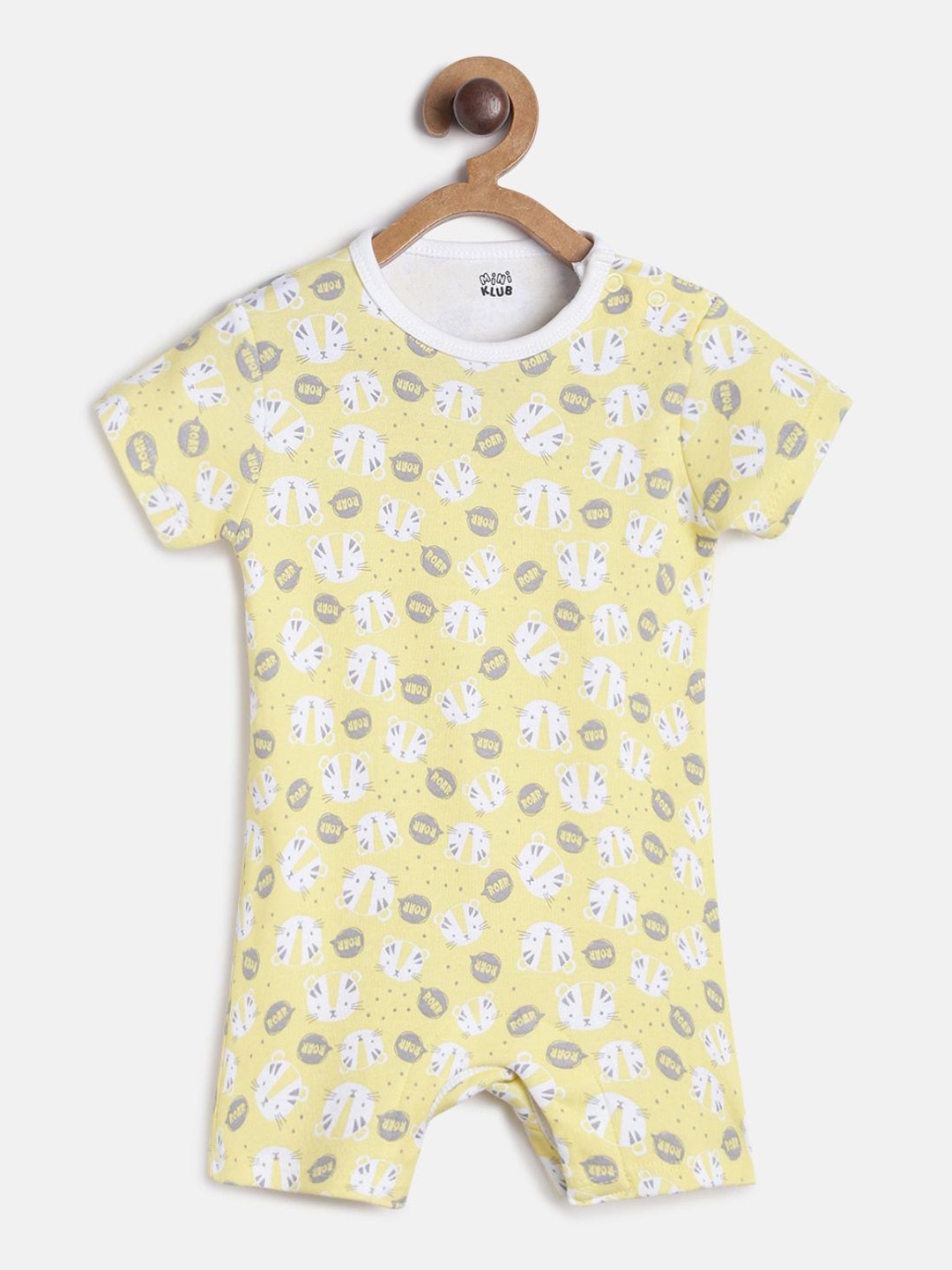 

MINI KLUB Infant Boys Yellow & Grey Printed Pure Cotton Rompers