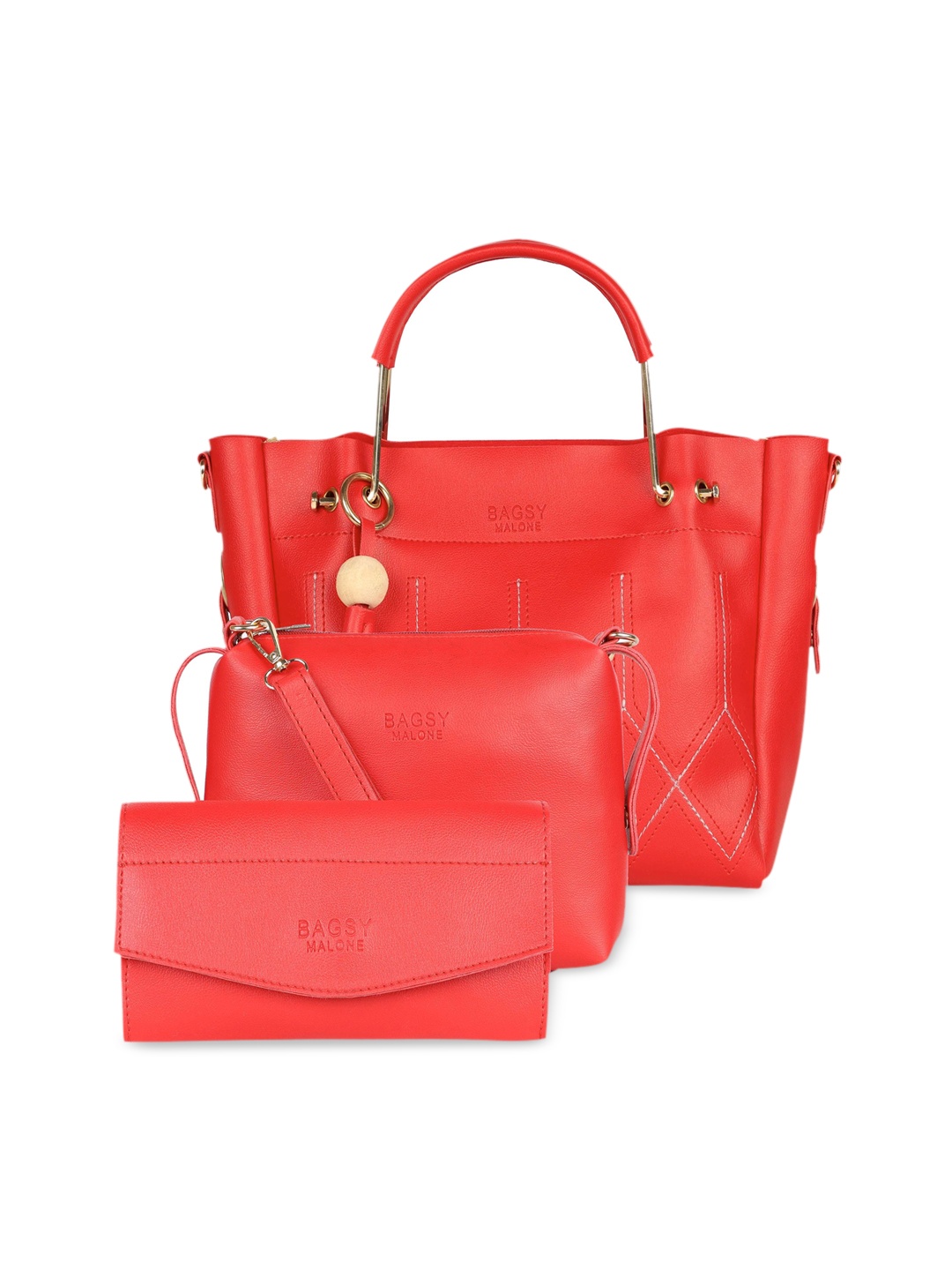 Bagsy Malone Red Structured Handheld Bag with Tasselled Detail