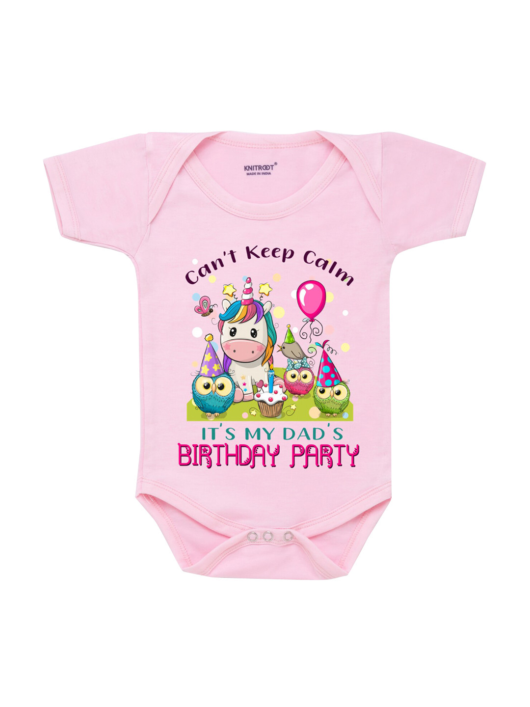 

KNITROOT Infant Kids Pink & Green Printed Bodysuit