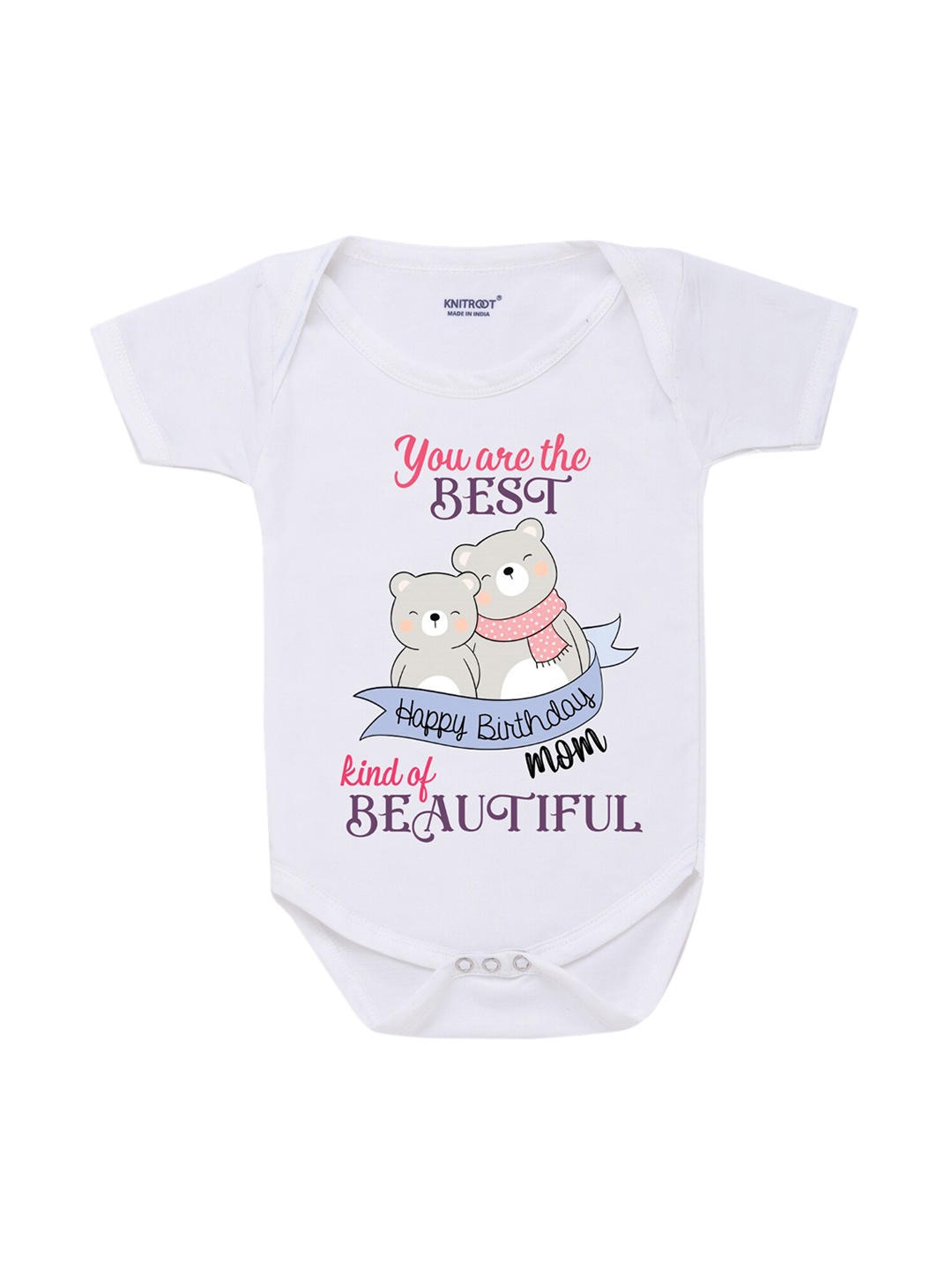 

KNITROOT Infant Kids White Printed Bodysuit