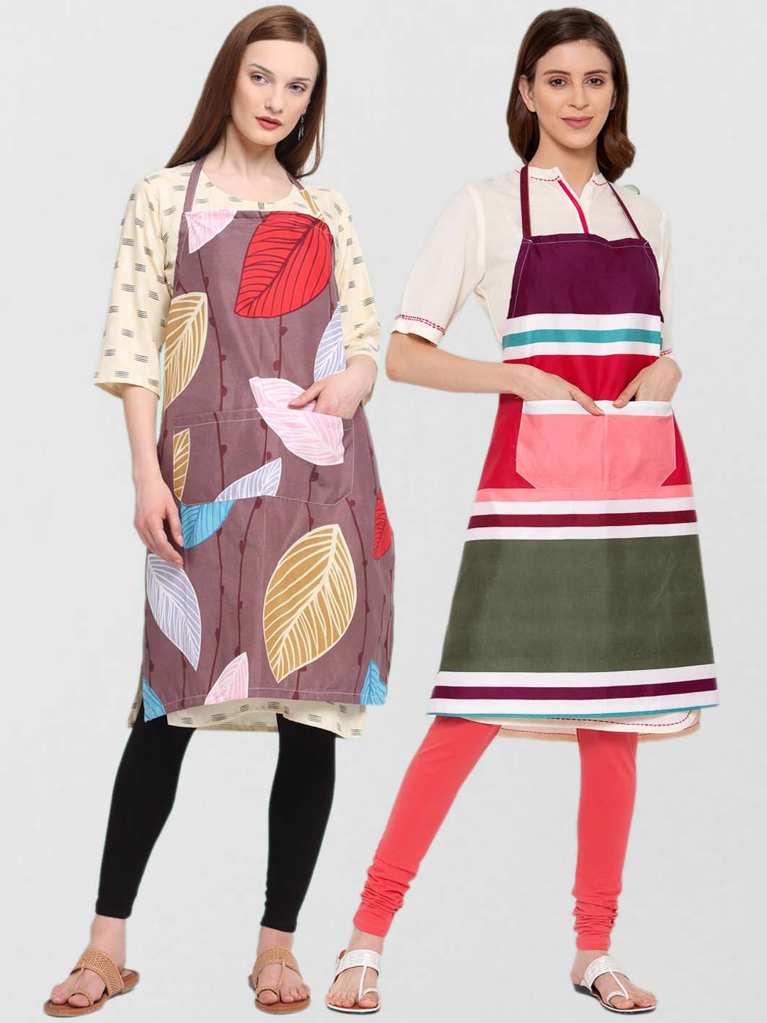 

KLOTTHE Unisex Pack Of 2 Printed 300 TC Aprons, Maroon